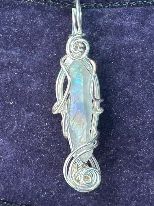 Angel aura quartz crystal necklace pendant