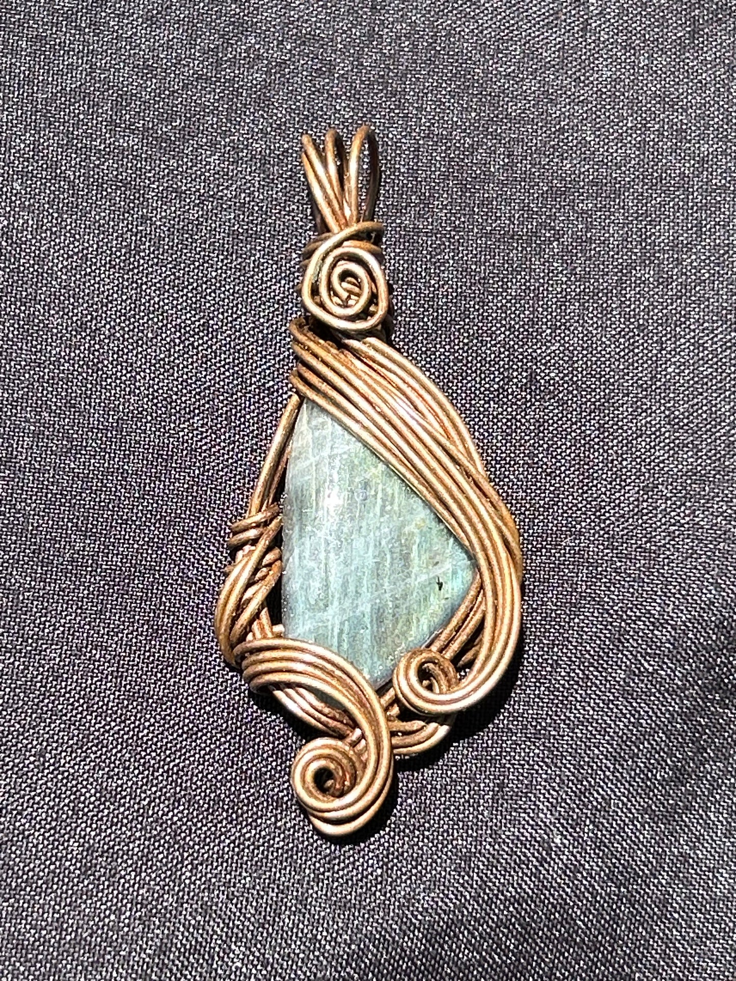 Labradorite and copper, elegant, gemstone pendant