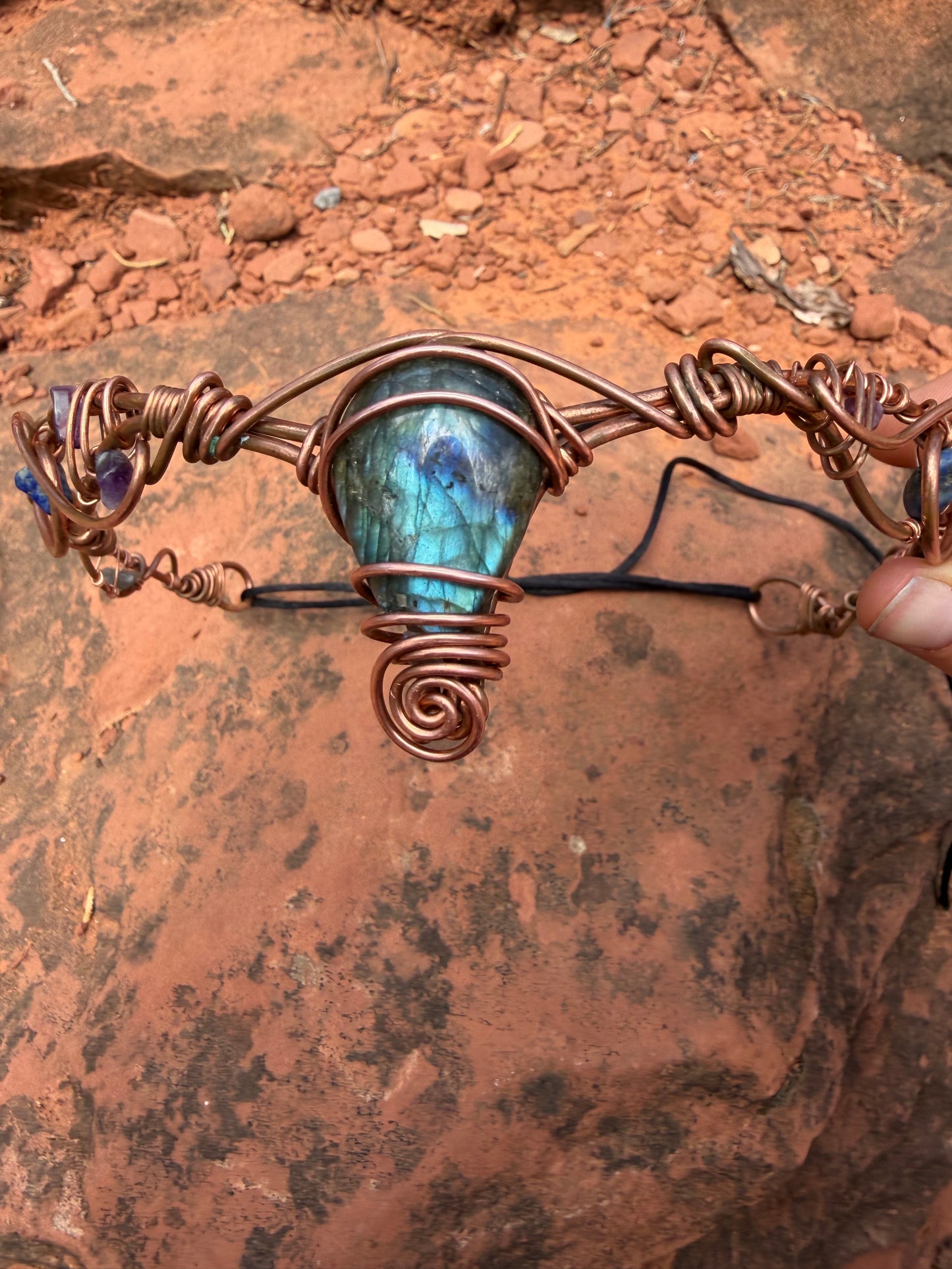 Copper labradorite Headpiece