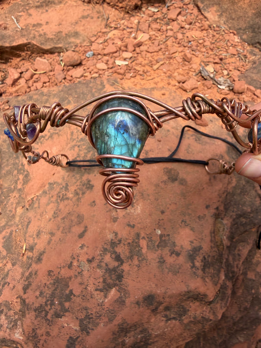 Copper labradorite Headpiece