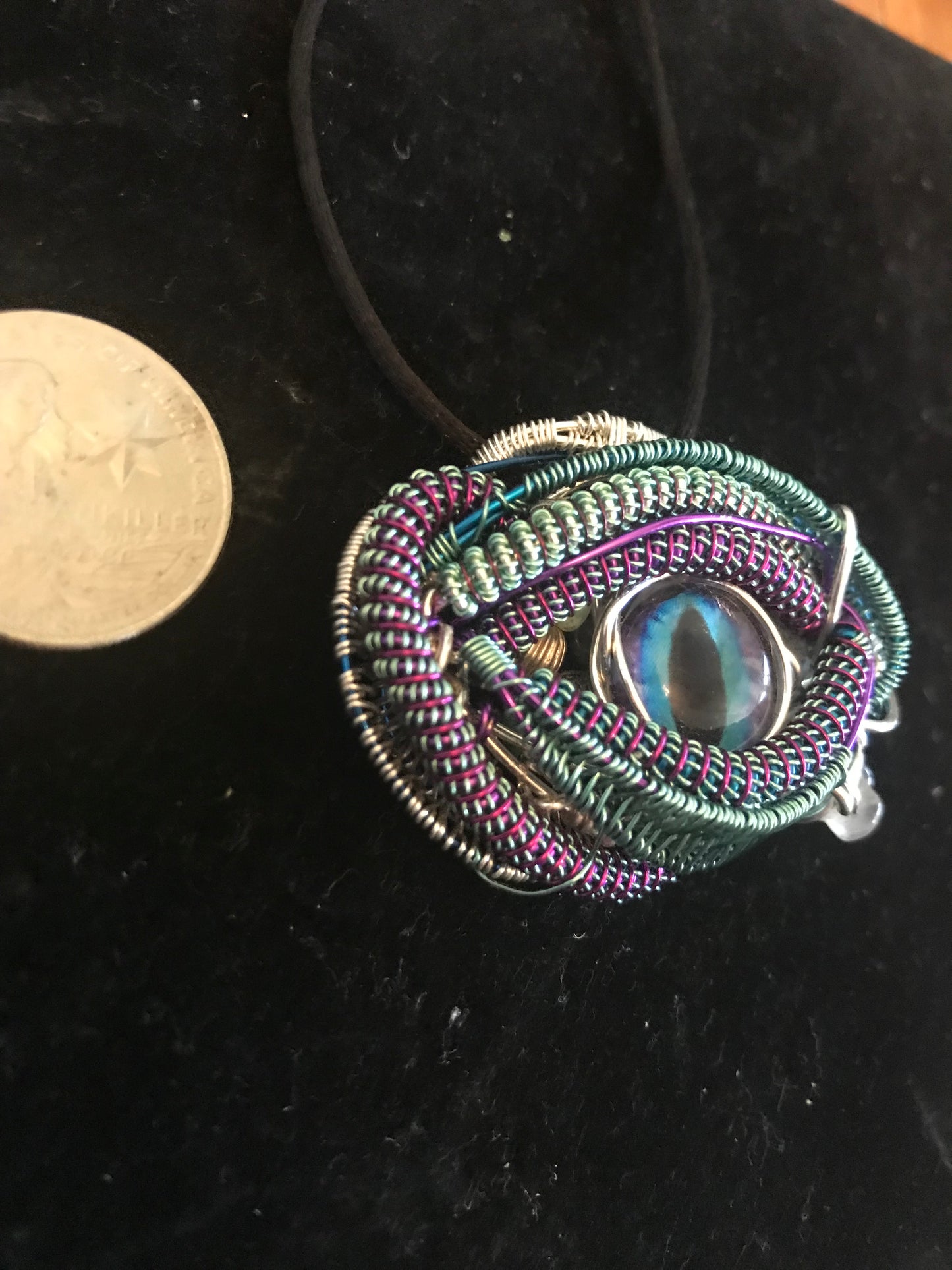 3rd eye wire wrapped gemstone amulet