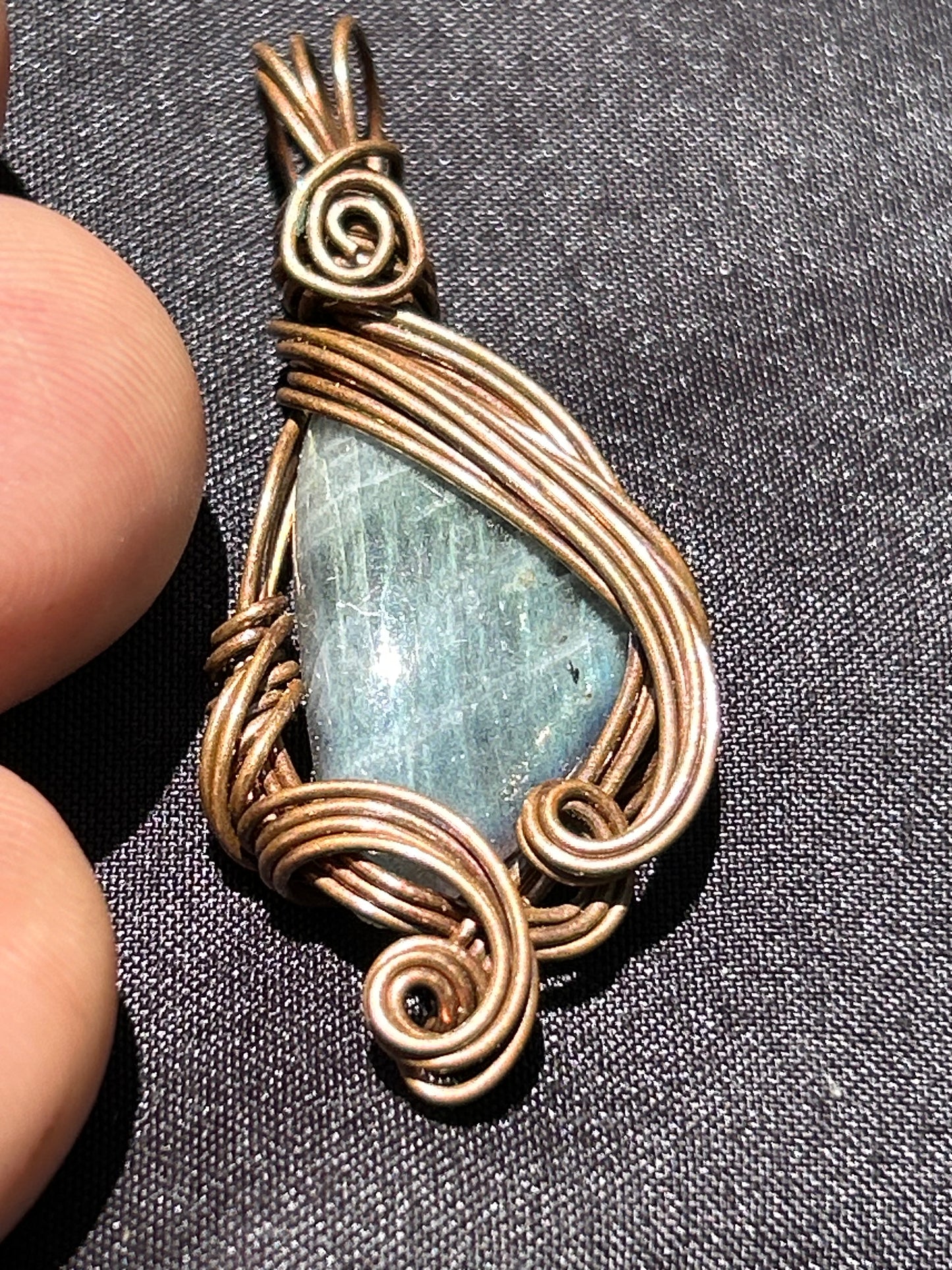 Labradorite and copper, elegant, gemstone pendant