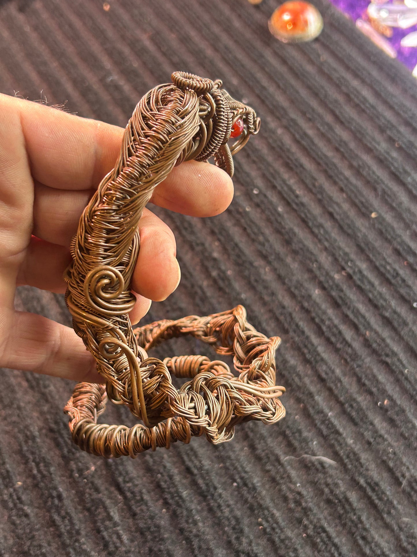 Kundalini copper cobra sculpture