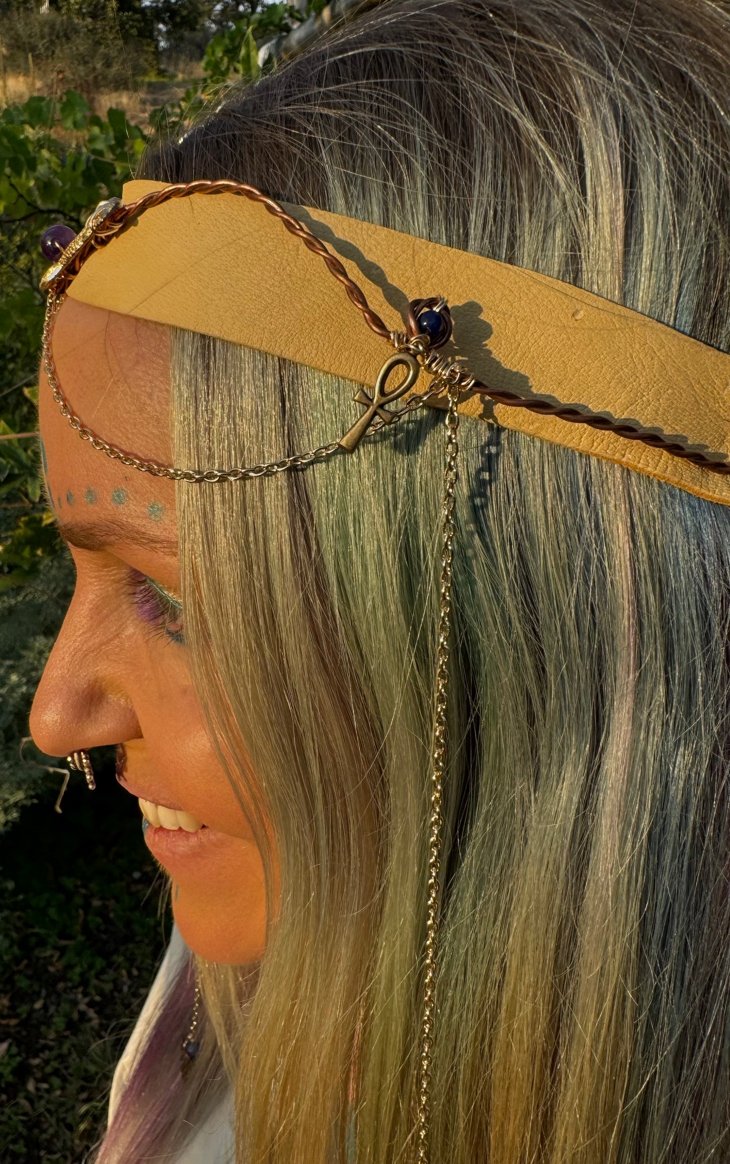 Kundalini awakening leather head band crown