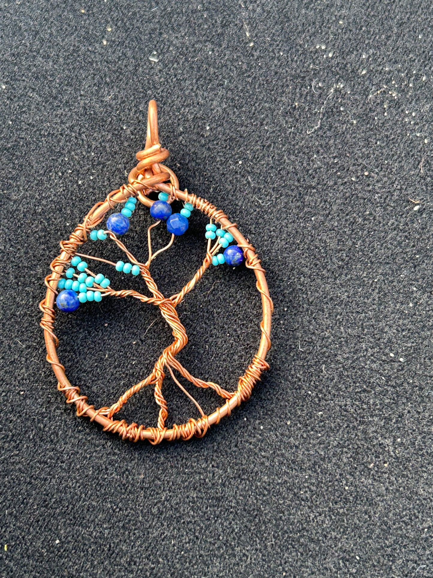 Blue family tree of life pendant