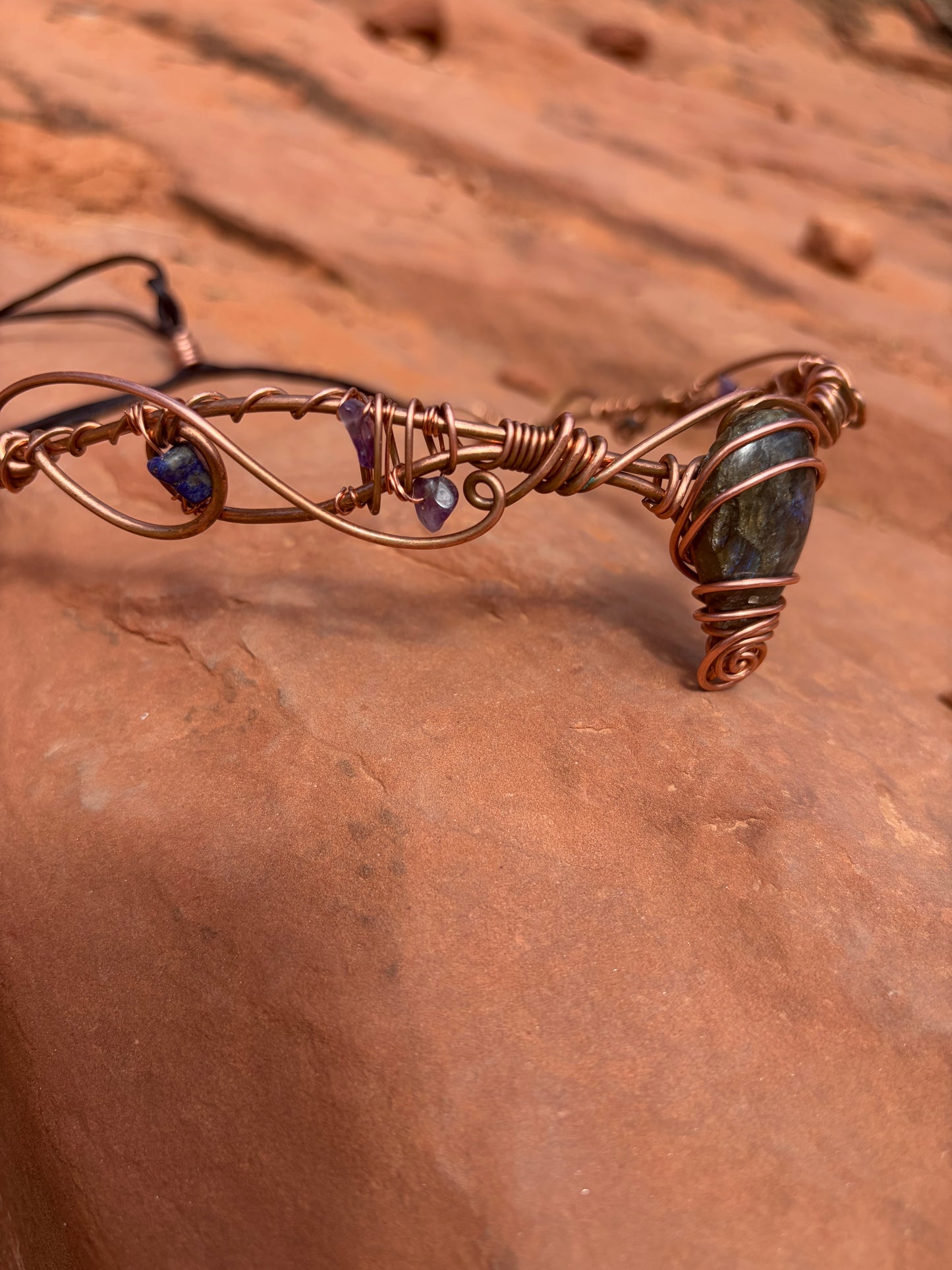 Copper labradorite Headpiece