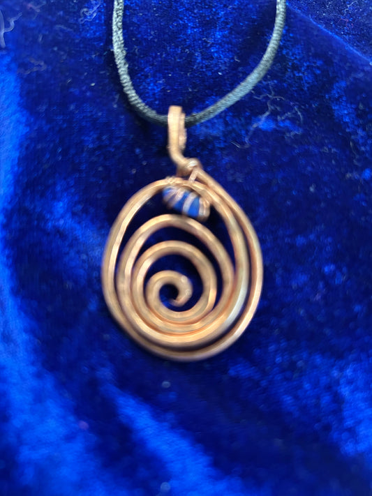 Copper and gemstone egg of life pendant