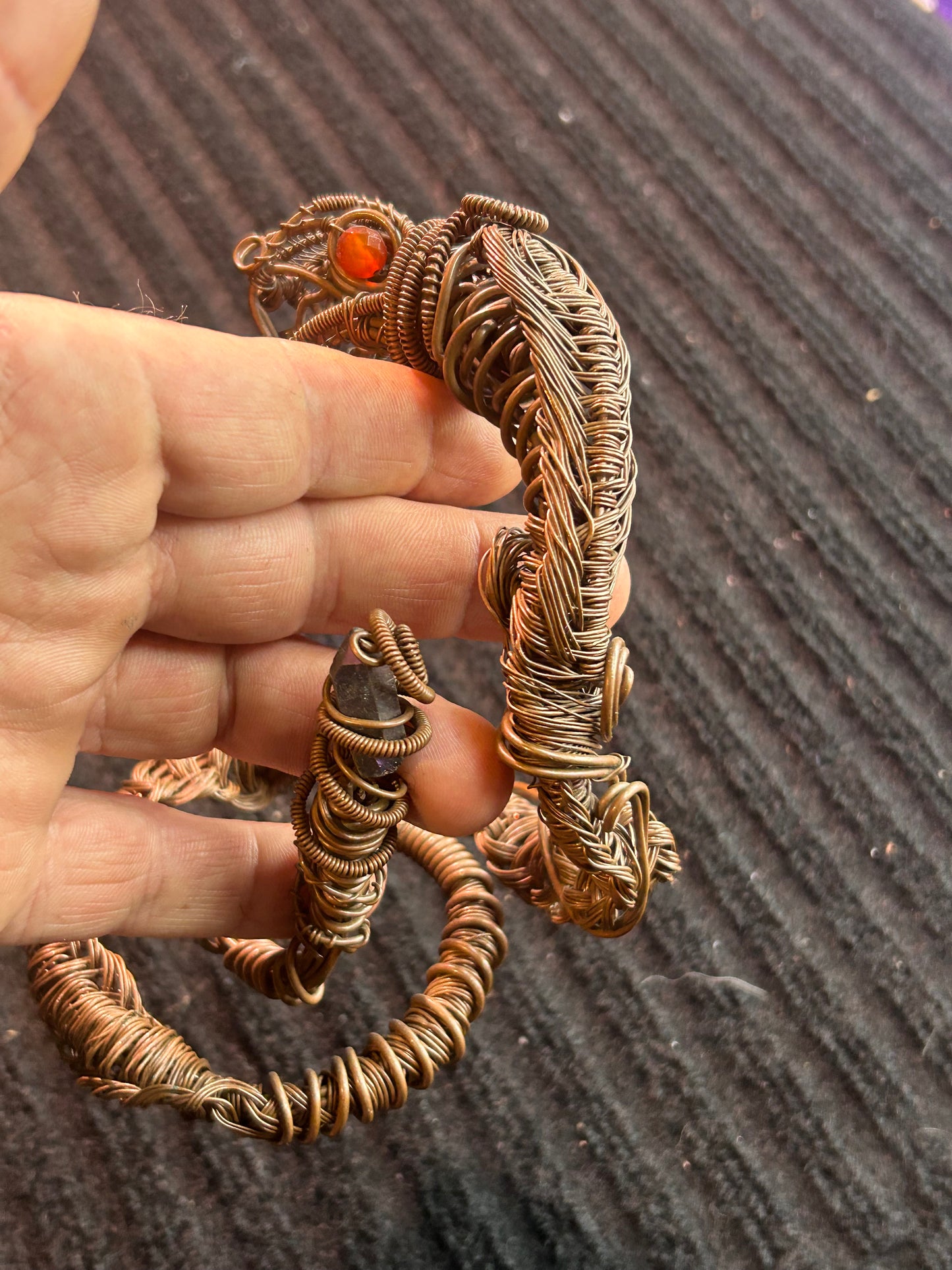 Kundalini copper cobra sculpture