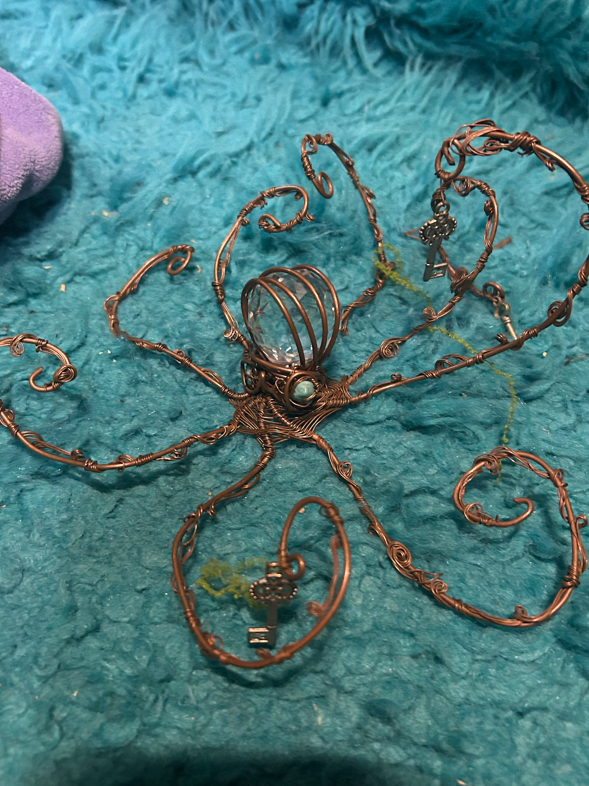 Octopus home, decor, copper, and crystals