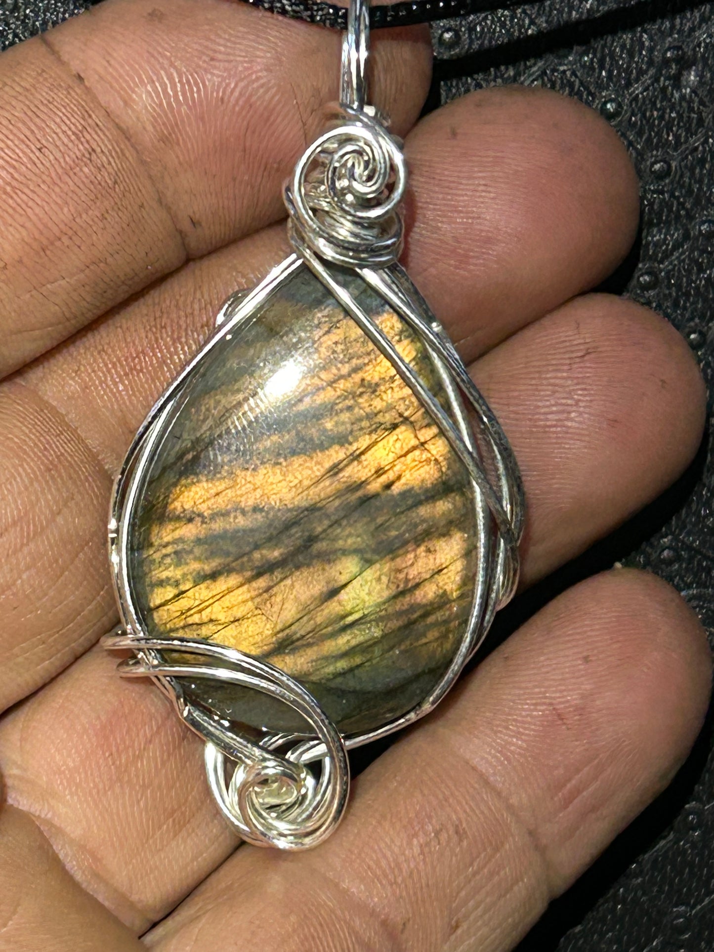 Labradorite necklace pendant silver plated