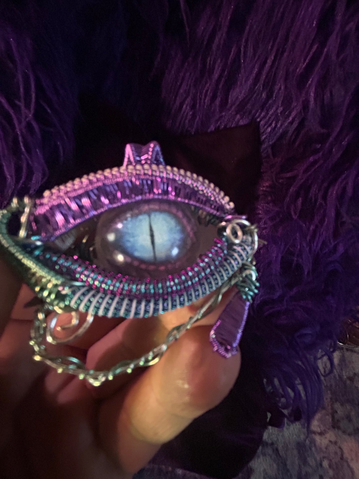 All seeing eye purple dragon of infinite possibilities pendant