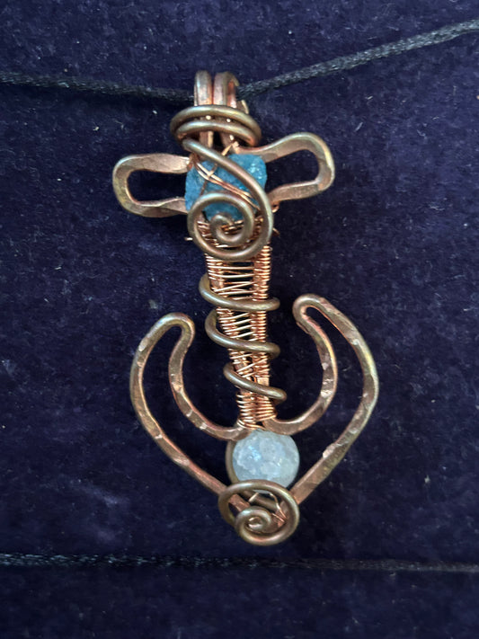 Copper gemstone, anchor pendant