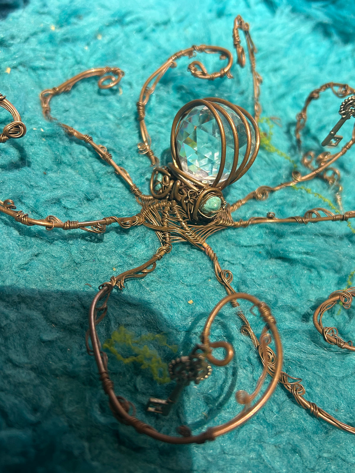 Octopus home, decor, copper, and crystals