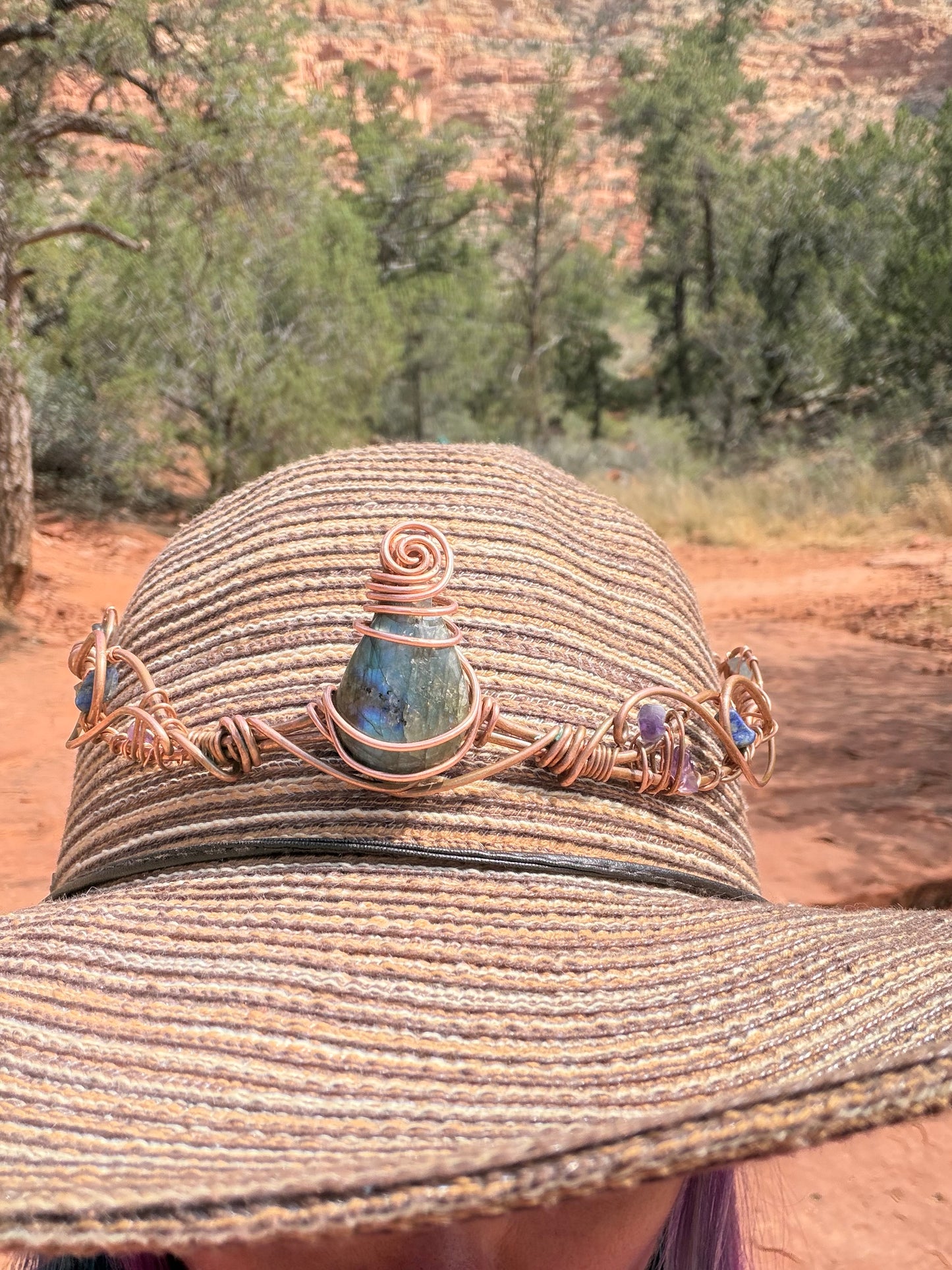 Copper labradorite Headpiece