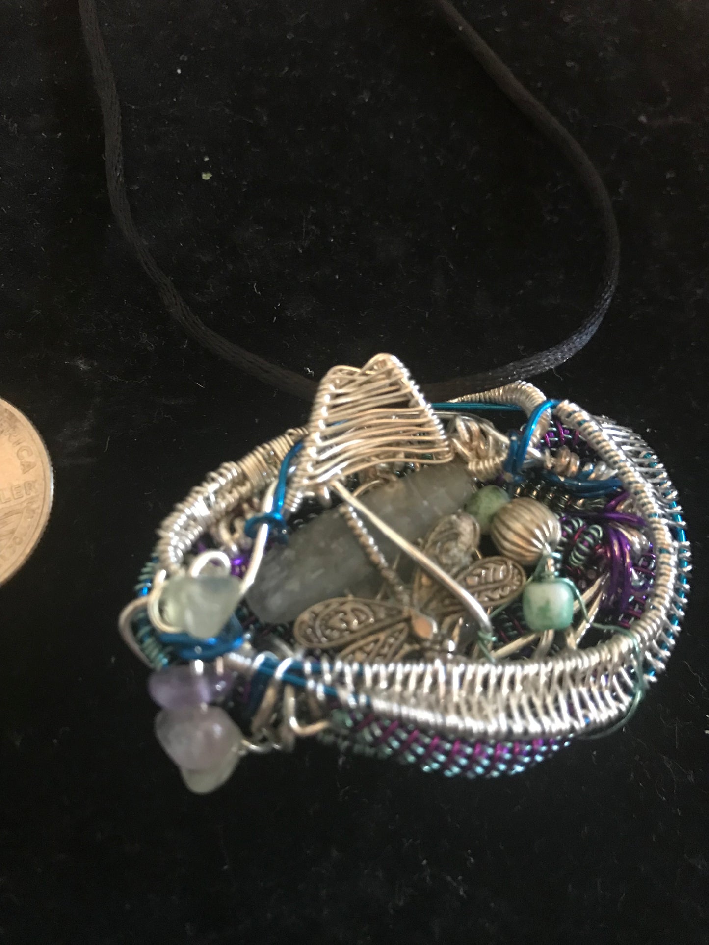 3rd eye wire wrapped gemstone amulet