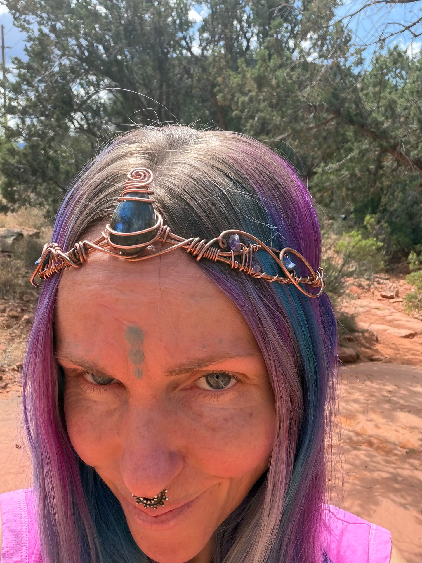 Copper labradorite Headpiece