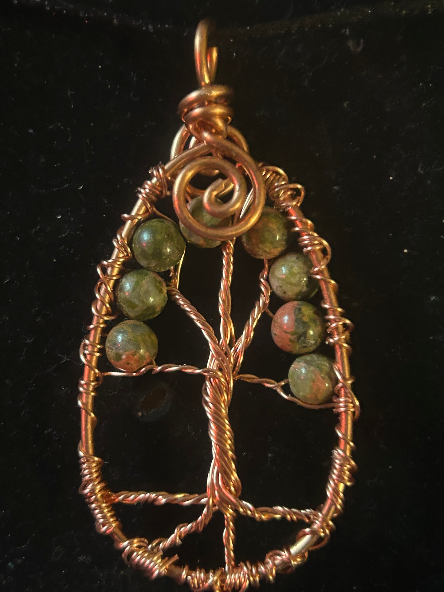 Jasper tree of life pendant in copper