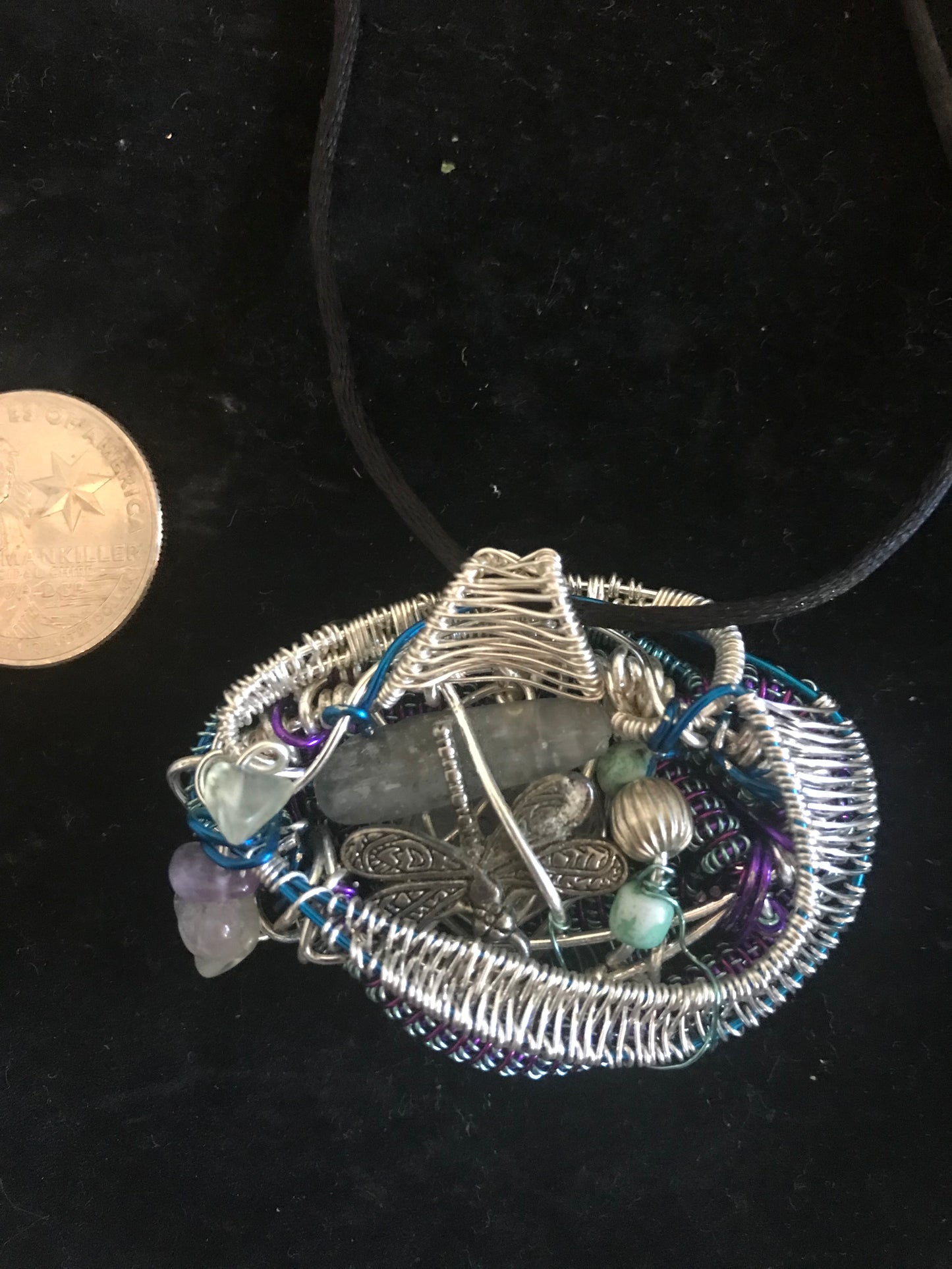 3rd eye wire wrapped gemstone amulet