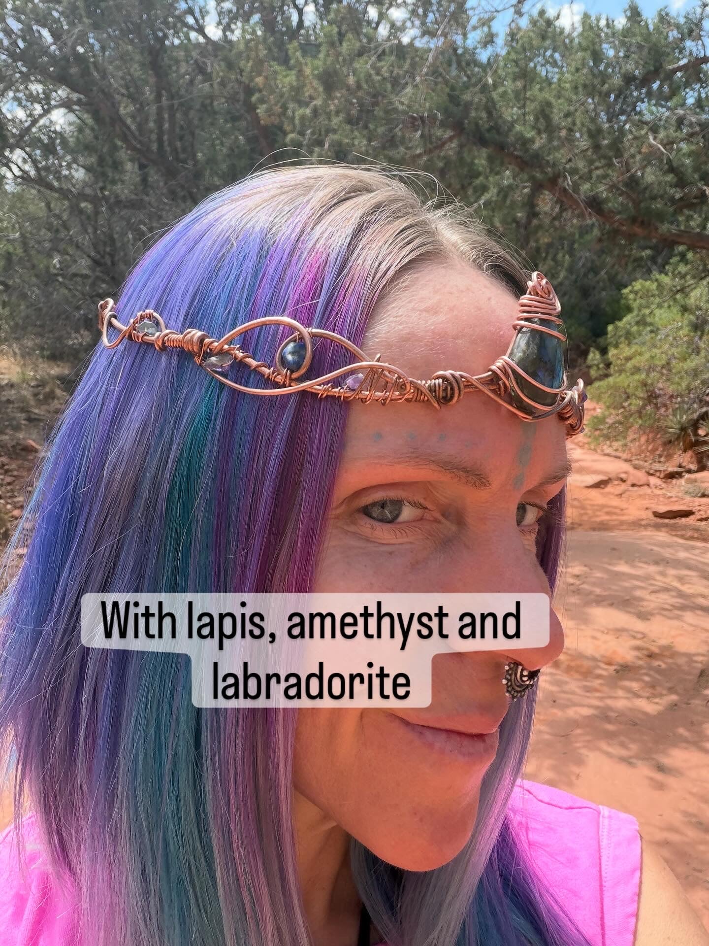 Copper labradorite Headpiece