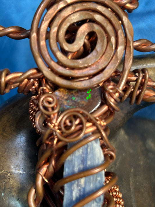 Opal quartz copper ankh