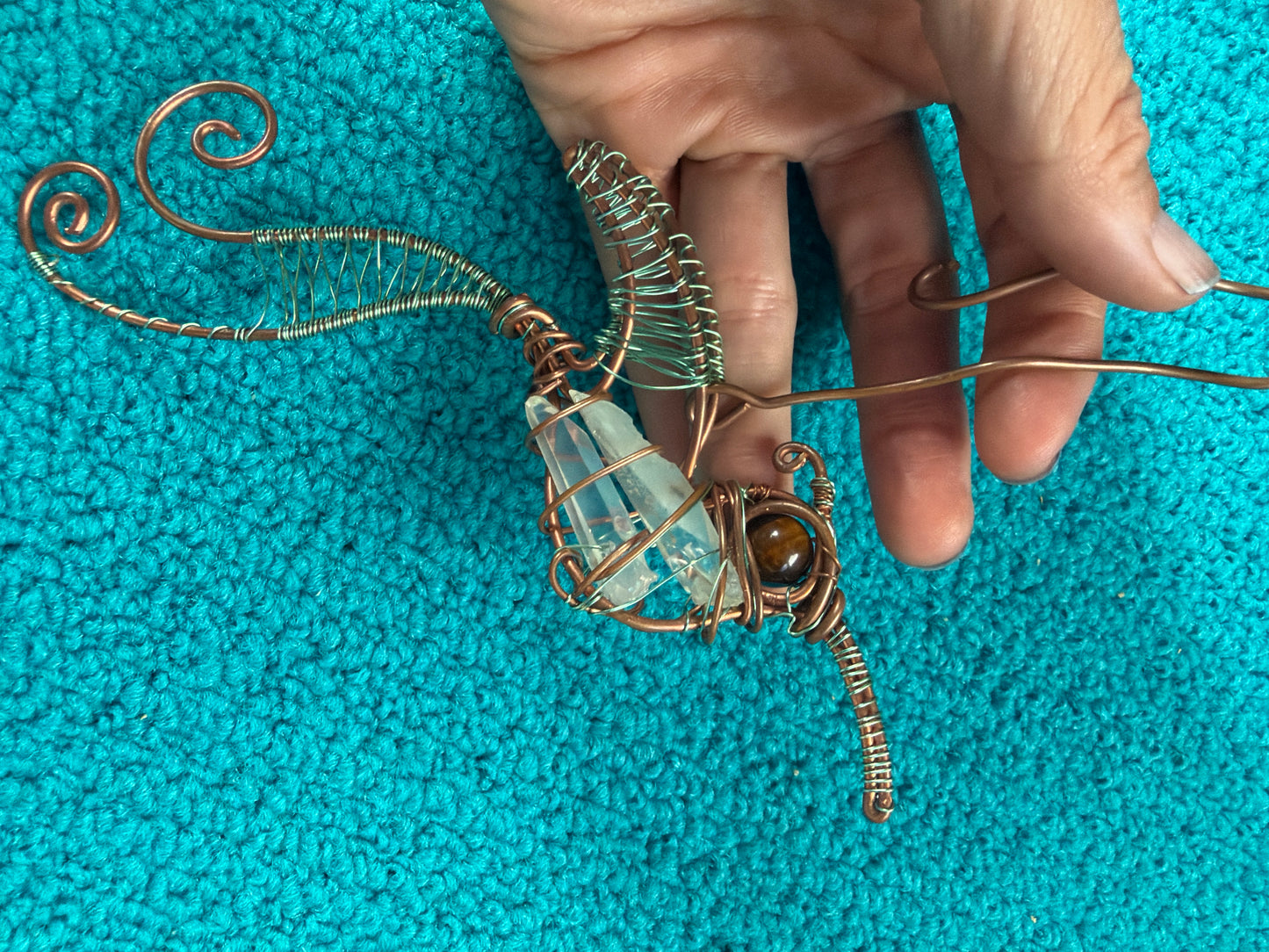 Hummingbird suncatcher, copper gemstone