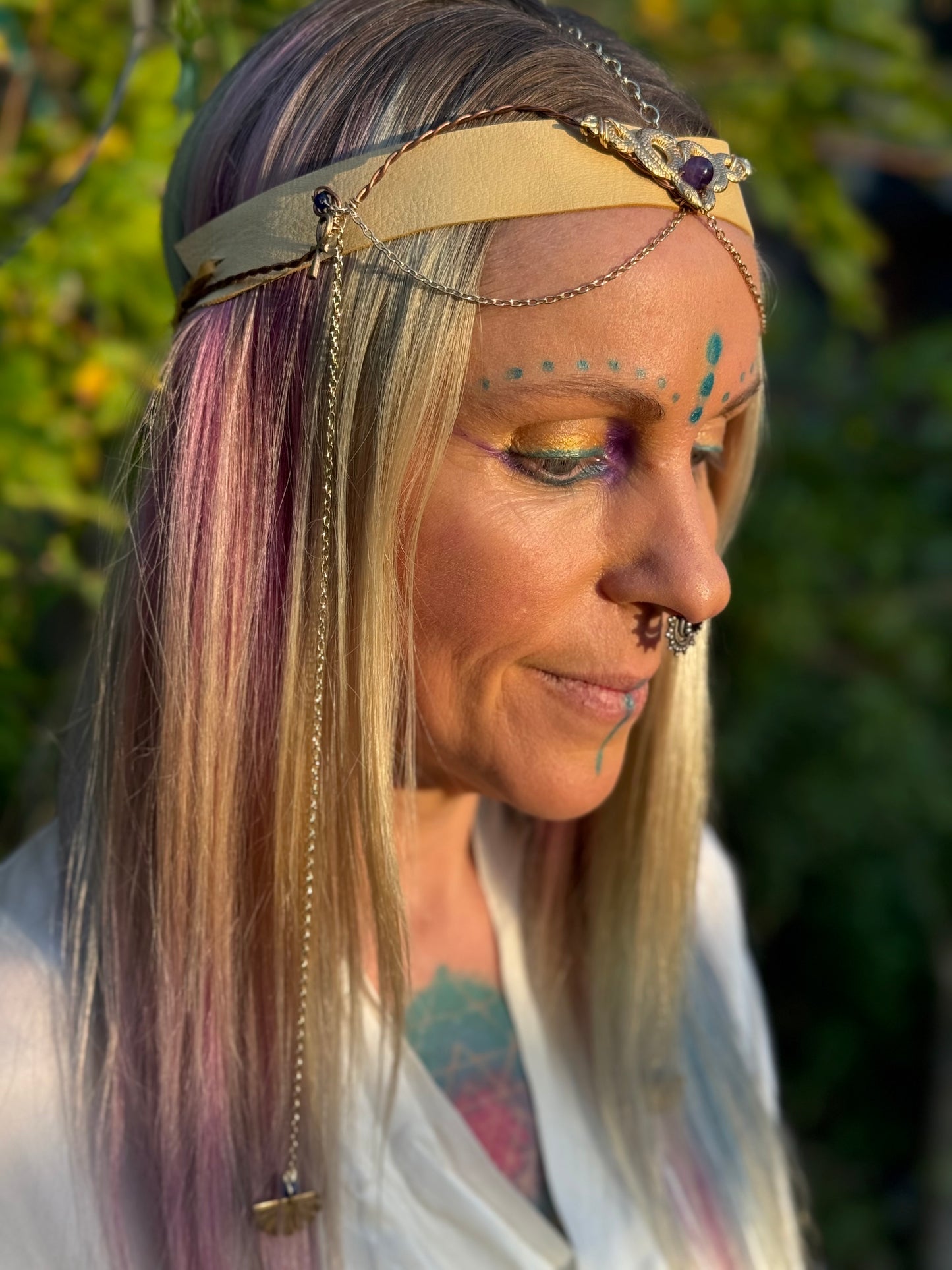 Kundalini awakening leather head band crown