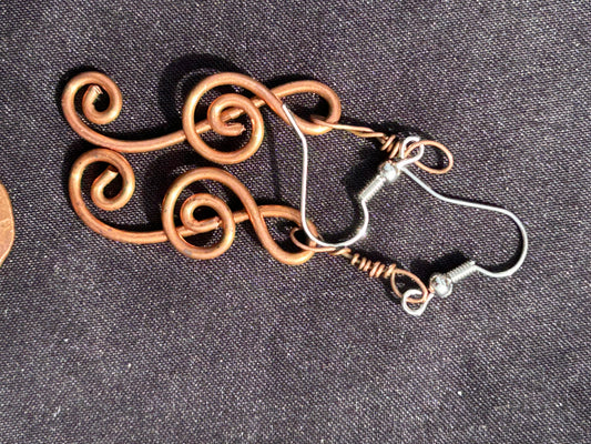 Copper music note earrings