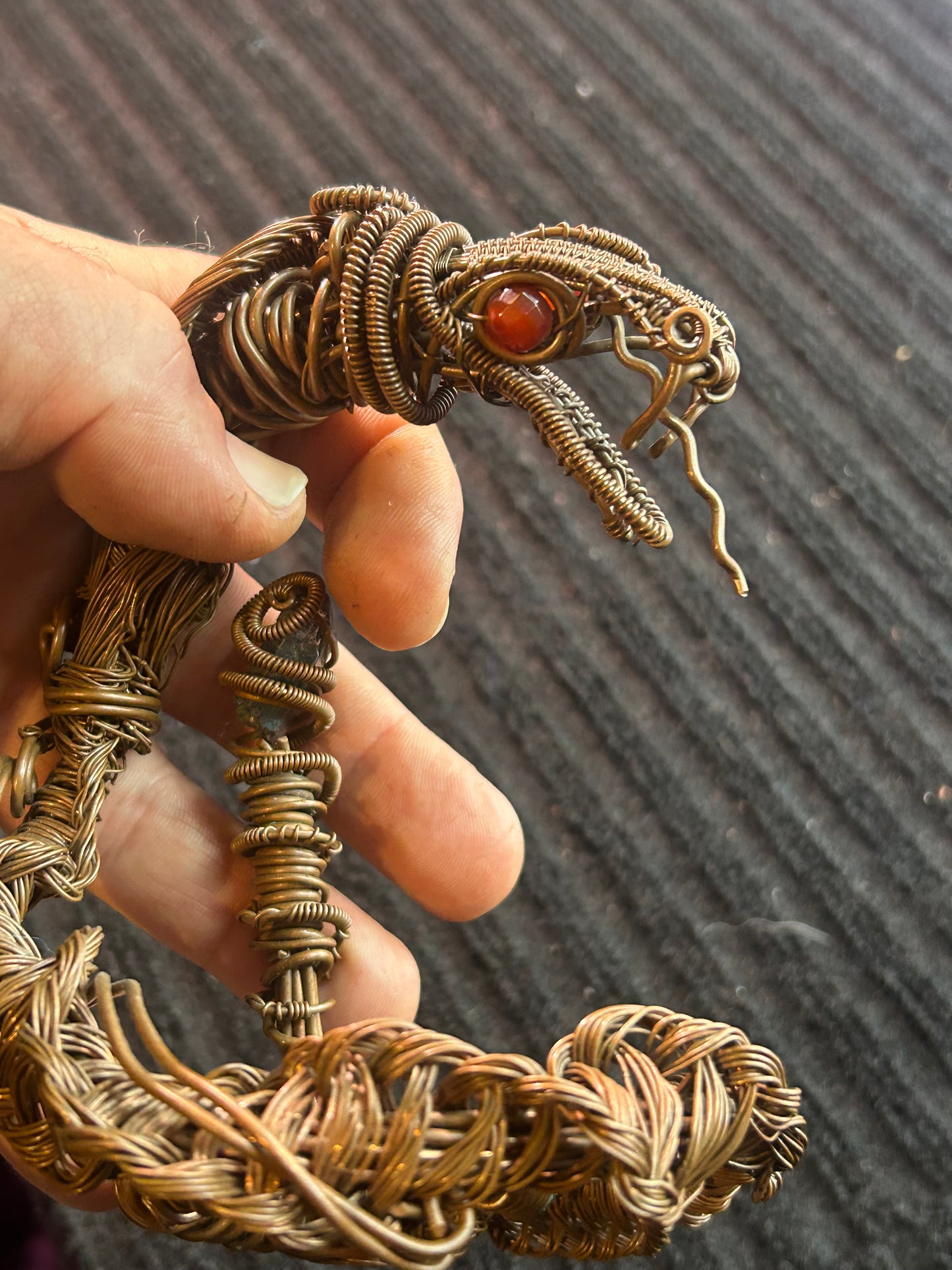 Kundalini copper cobra sculpture