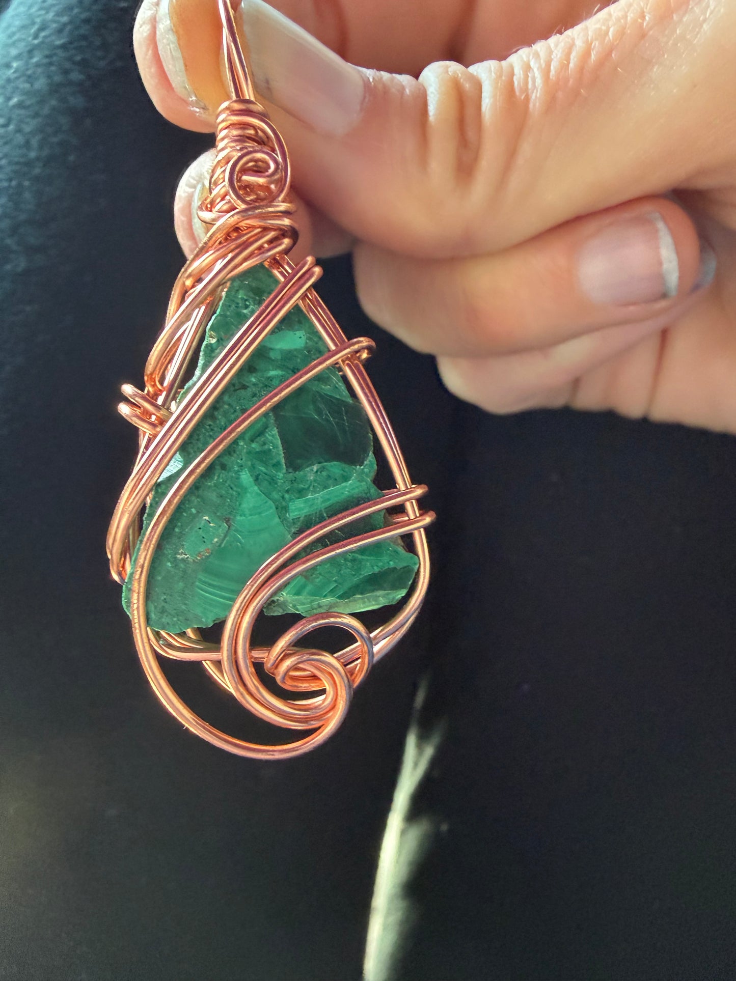 Malachite Spiral Shield Talisman