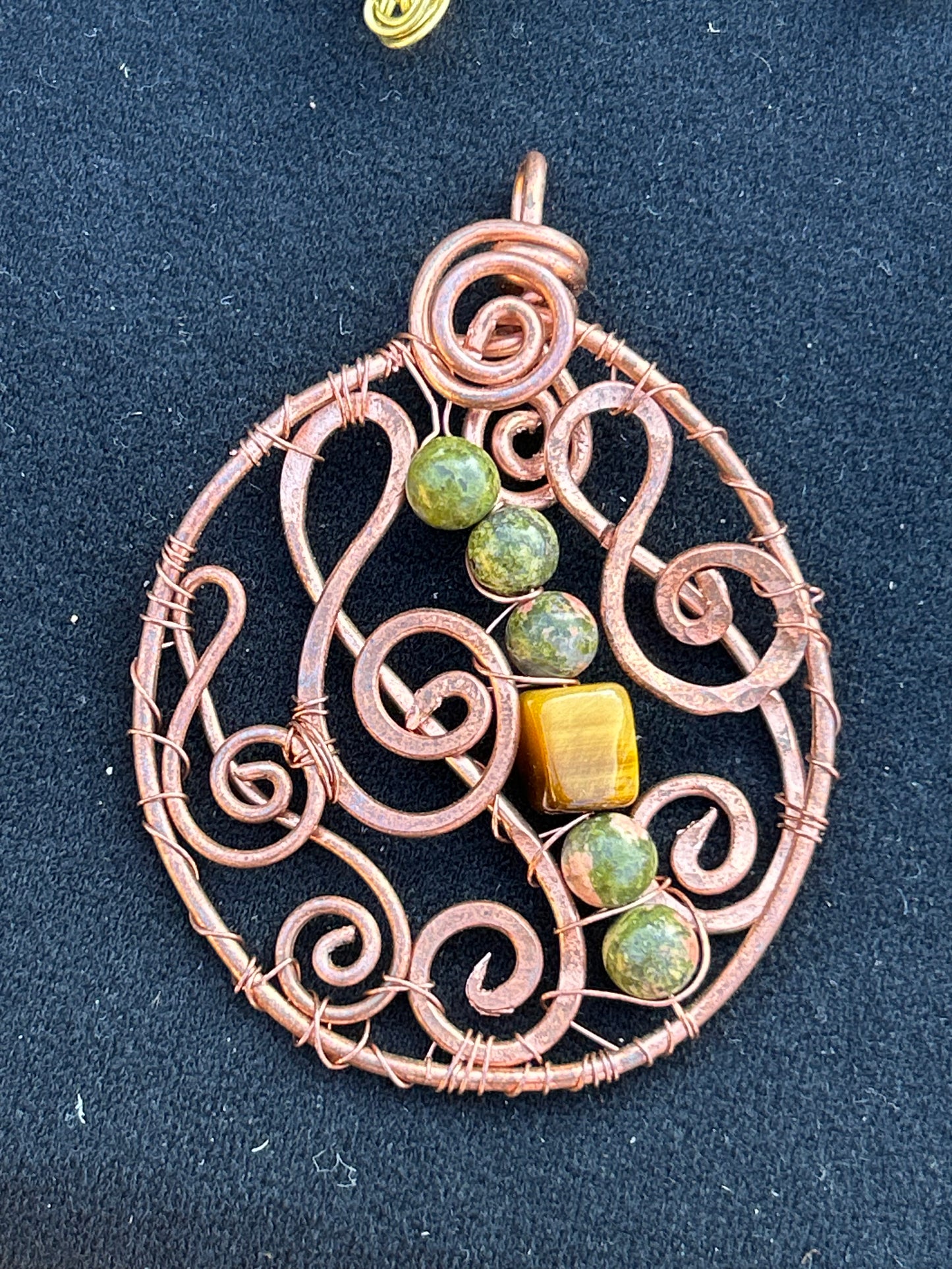 Copper musical notes jasper tiger eye wall art