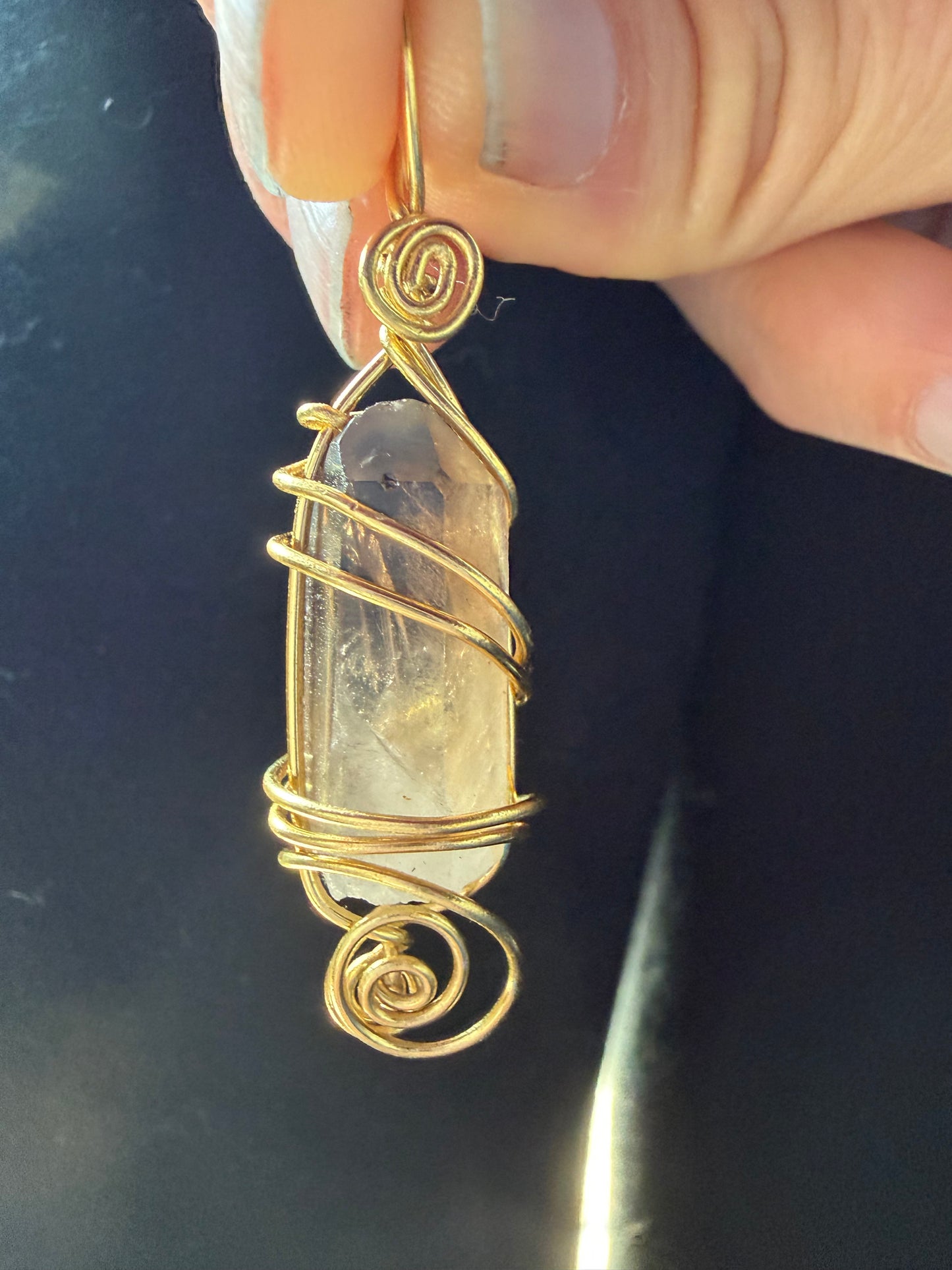Brass Shield Smoky Quartz Talisman