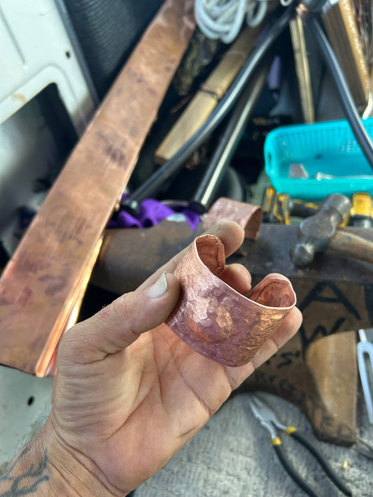 Hand forged copper cuff bracelet for healing & protection
