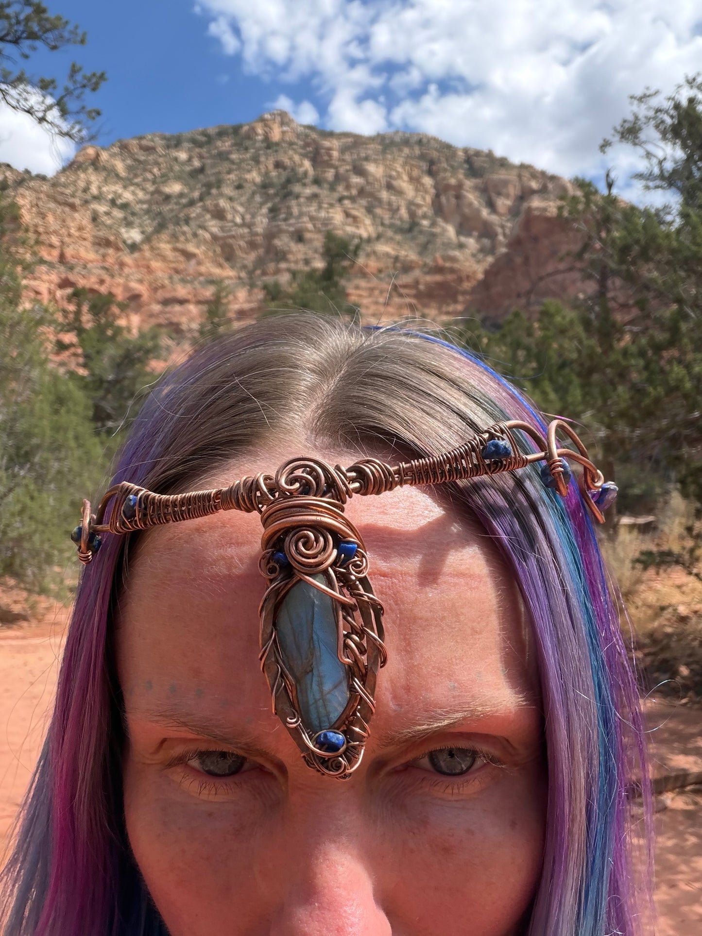 Labradorite copper crown