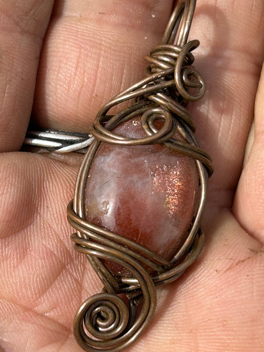 Sunstone copper pendant