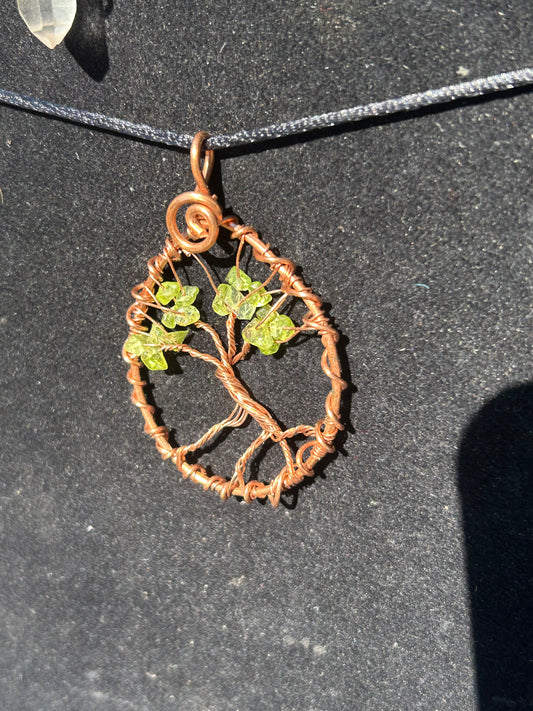 Peridot tree of life pendant