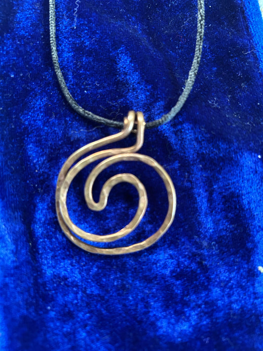 Copper flow waves necklace pendant
