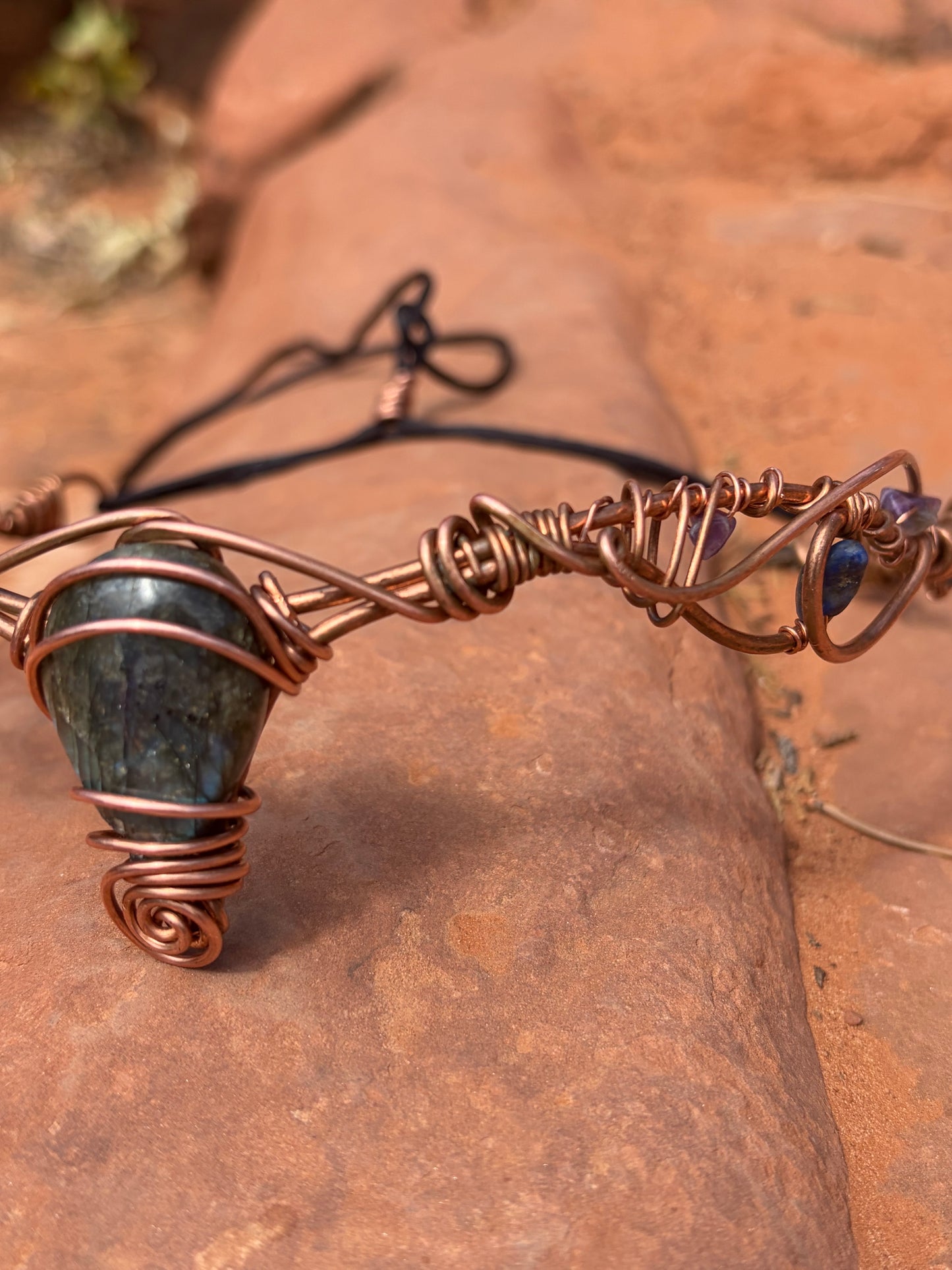 Copper labradorite Headpiece