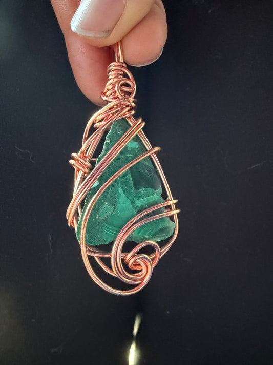 Malachite Spiral Shield Talisman
