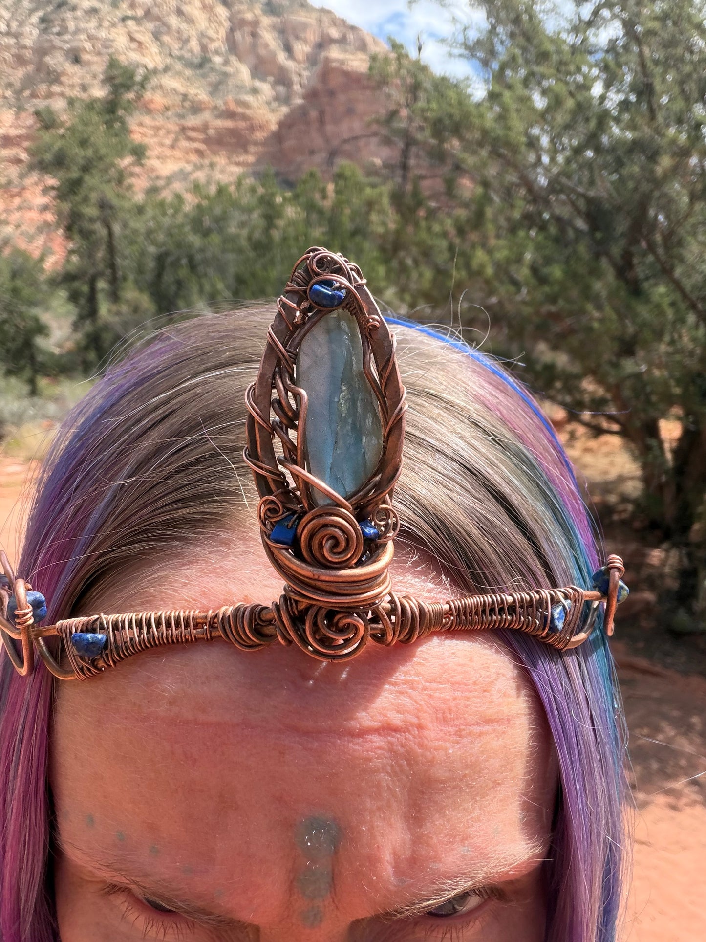 Labradorite copper crown