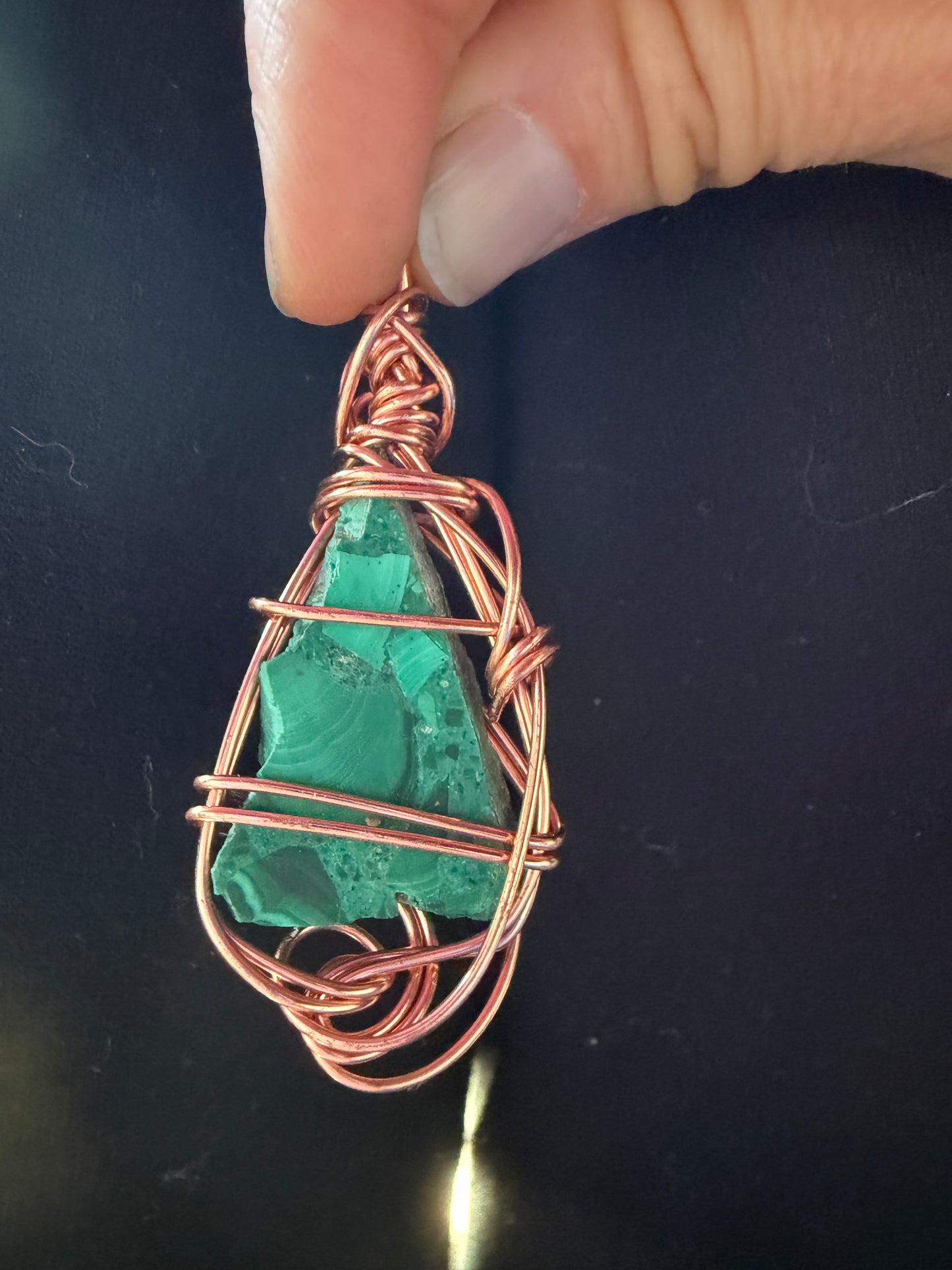 Malachite Spiral Shield Talisman