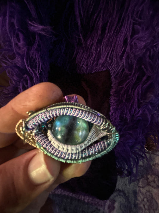 All seeing eye with sapphire Andara crystal from Kauai