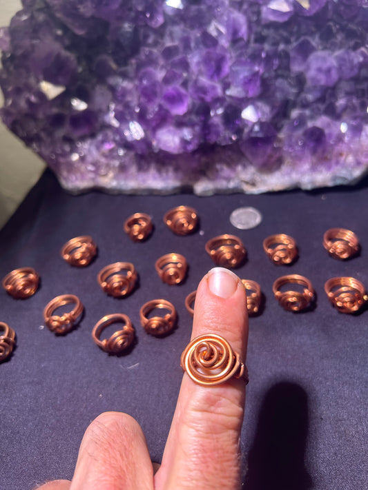 Copper spiral rings all sizes