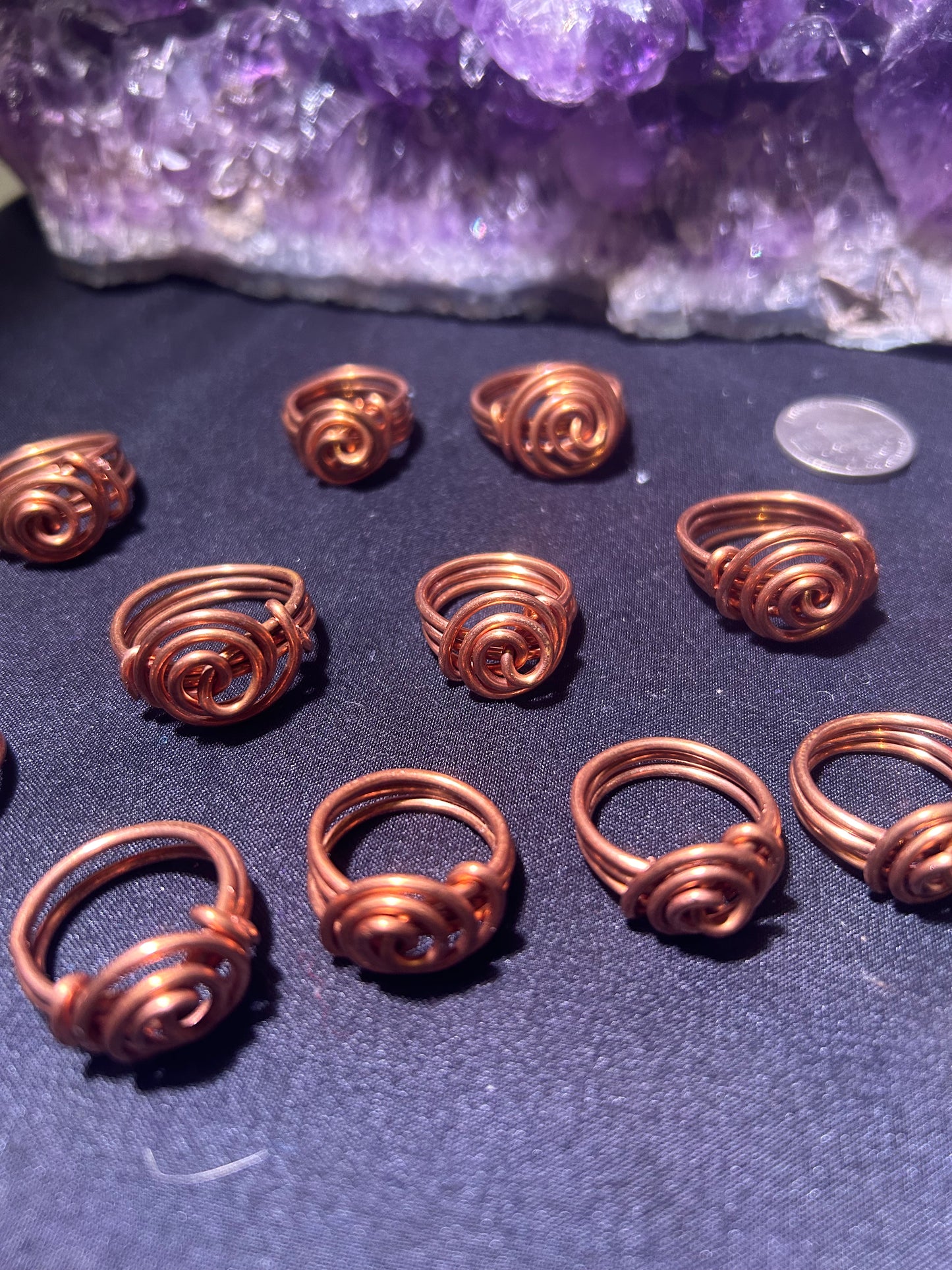 Copper spiral rings all sizes