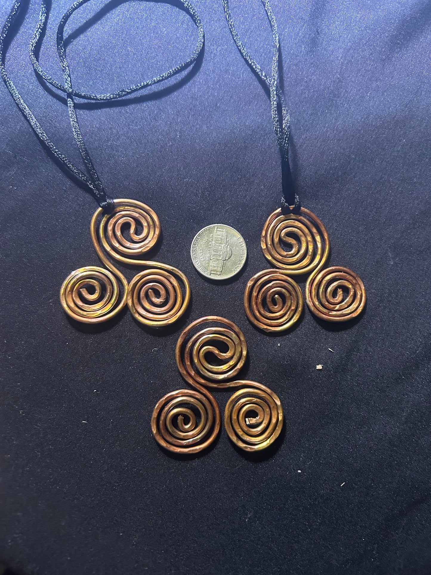Triple copper spiral for health pendant