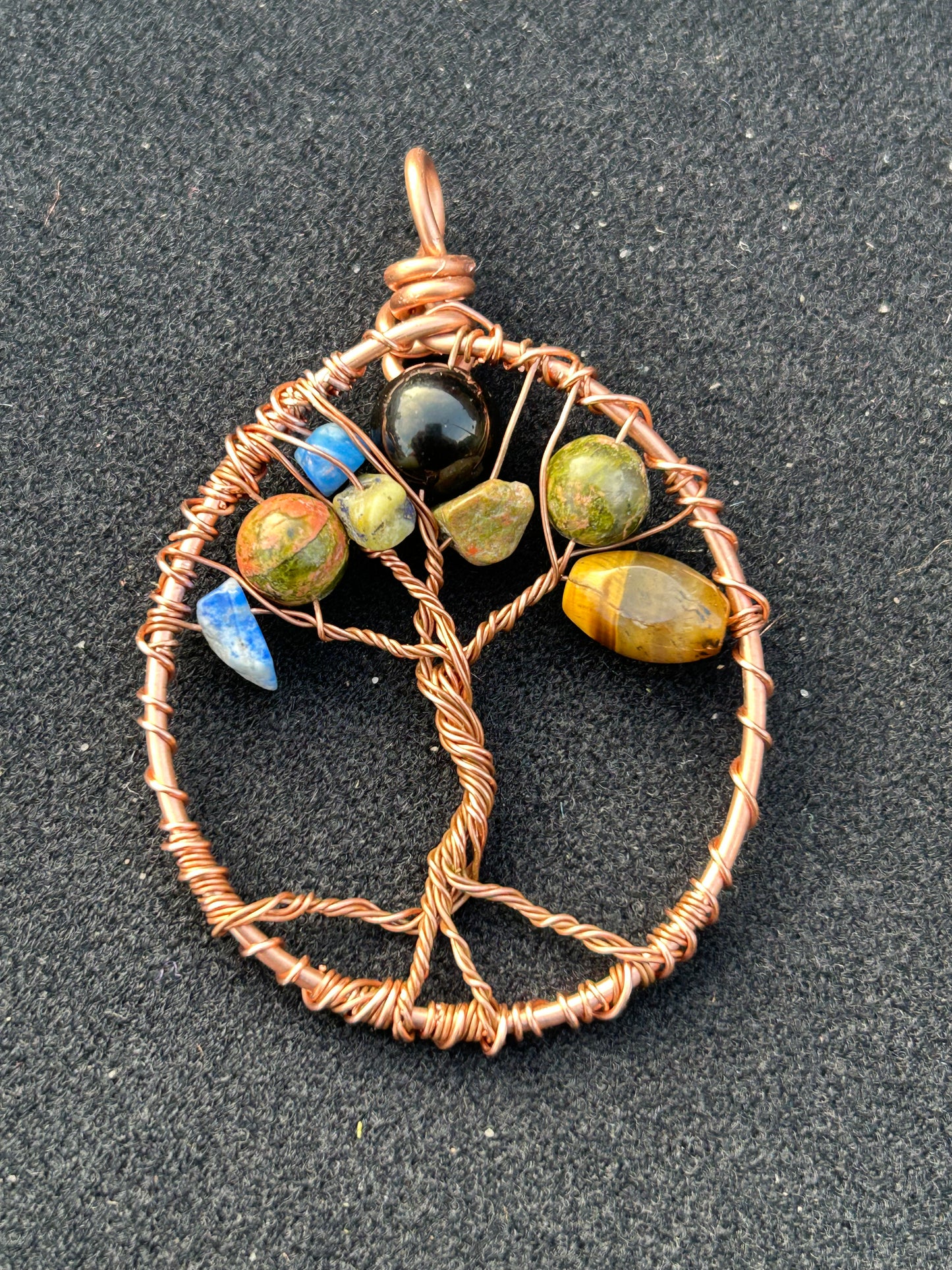 Gemstone family tree of life pendant ￼