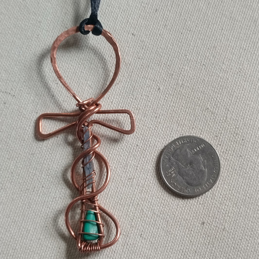 Wire wrap gemstone ankh